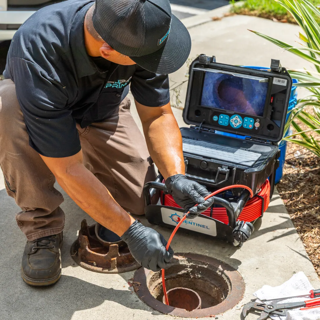 Sewer camera inspection on a commercial job